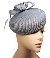 Straw Feather Beret Silver