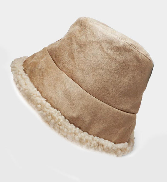 Faux Fur Brim Bucket Hat
