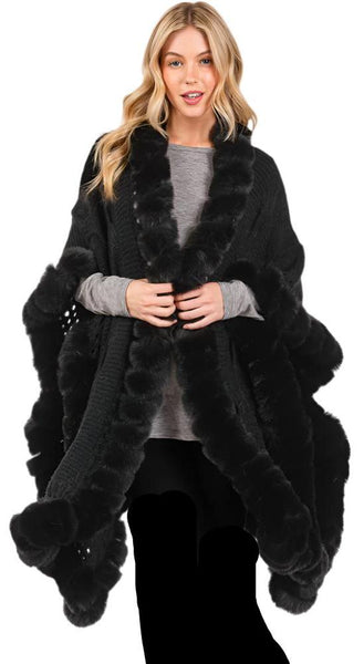 Faux Fur Long Cape