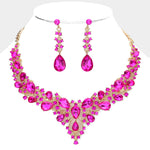 Stone Cluster Necklace Set