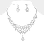 Rhinestone Teardrop Necklace Set
