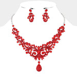 Rhinestone Teardrop Necklace Set