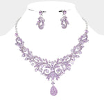 Rhinestone Teardrop Necklace Set