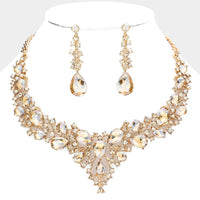 Stone Cluster Necklace Set