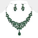 Rhinestone Teardrop Necklace Set