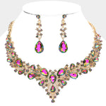 Stone Cluster Necklace Set