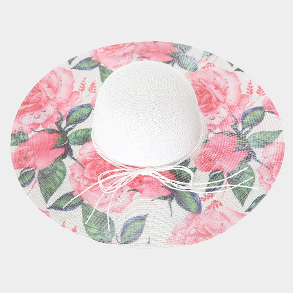 Flower Print Straw Hat