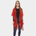 Floral Silky Kimono Poncho