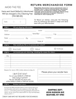 Our Customer Return Form & Return Policy